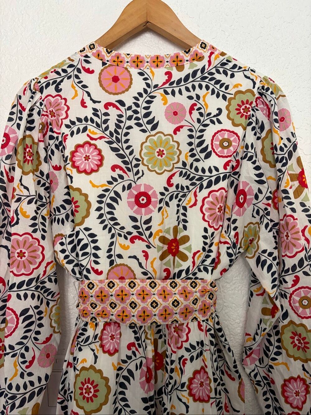 Boden Notch Neck Cotton Floral Dress Belted Fit & Flare D0098 Size 10R - Picture 10 of 13